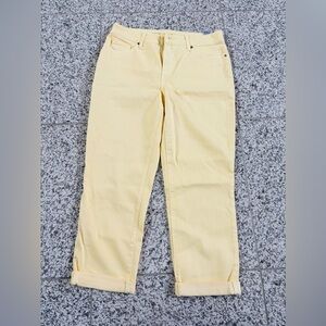 CHICO’S Butter Yellow Slim Leg Crop Jeans, Size 10